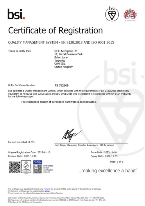 AS/EN9120 Certified
